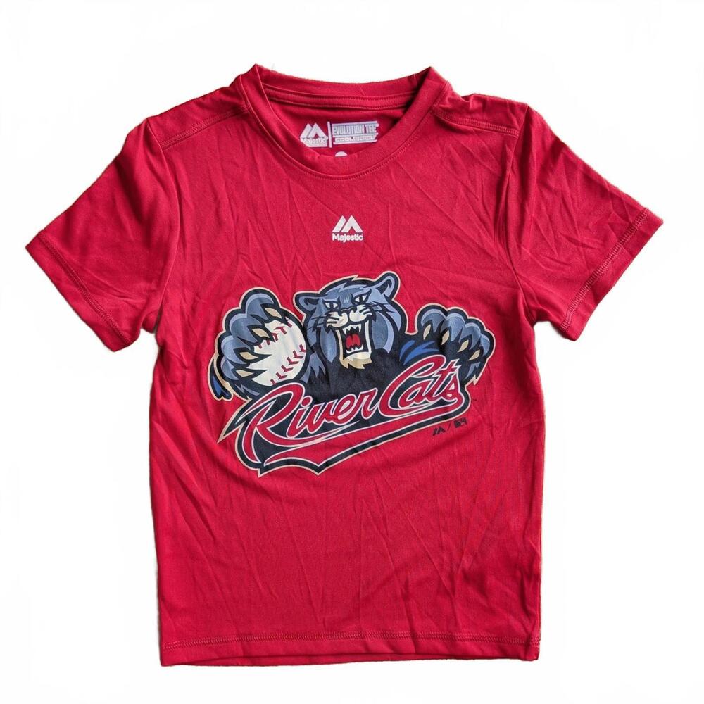 Sacramento River Cats Majestic Evolution Tee Cool Base Dri Fit T-Shirt, Youth XS